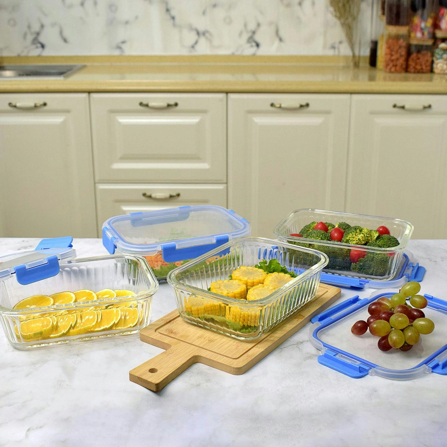 PIE LOCK | Glas Frischhaltedosen Set 10 Tlg | Vorratsdosen | Bento-Box | Aufschnittdose | Brotbox | Brotdose | Wurstdose | Mikrowellendose | Meal Prep - Image 6