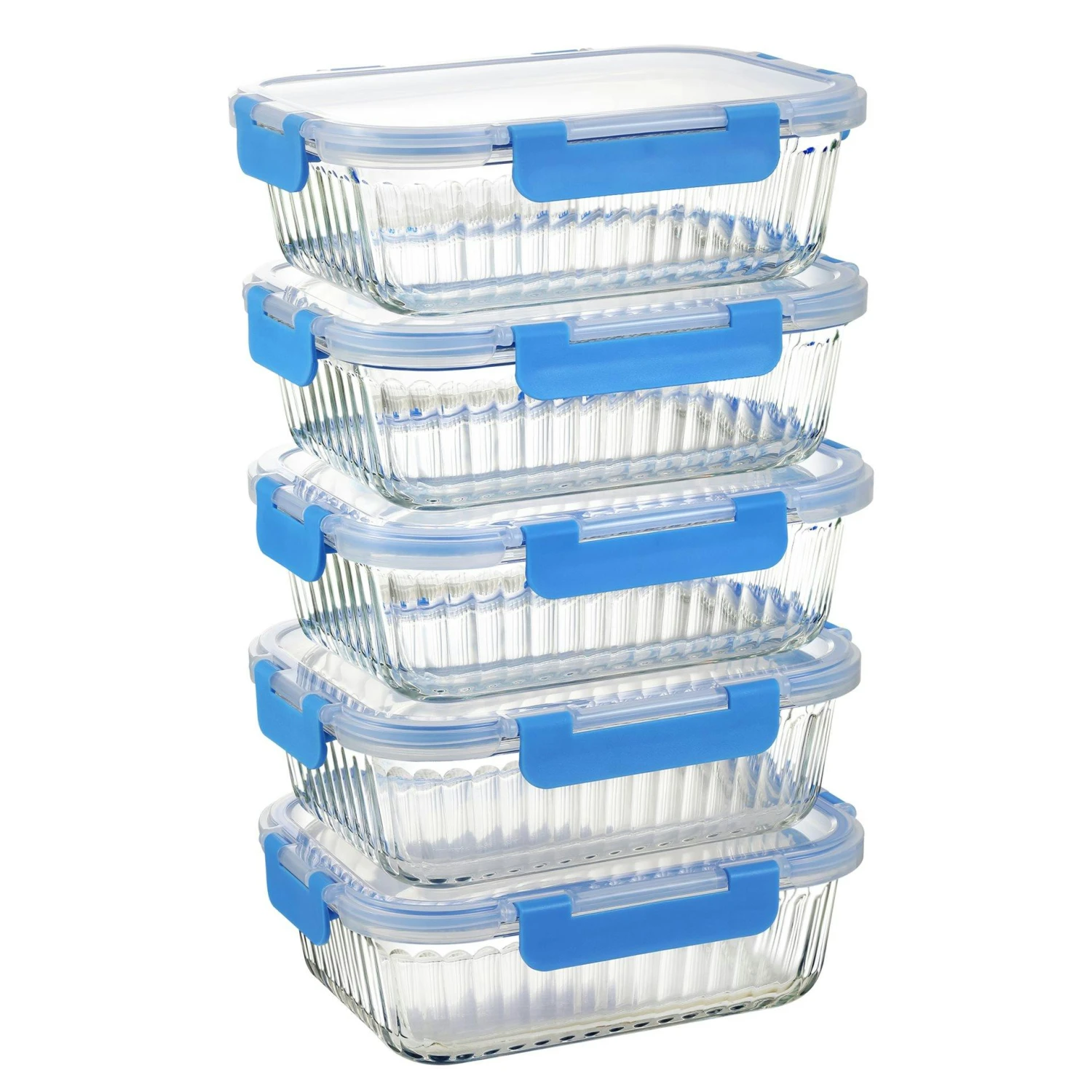 PIE LOCK | Glas Frischhaltedosen Set 10 Tlg | Vorratsdosen | Bento-Box | Aufschnittdose | Brotbox | Brotdose | Wurstdose | Mikrowellendose | Meal Prep