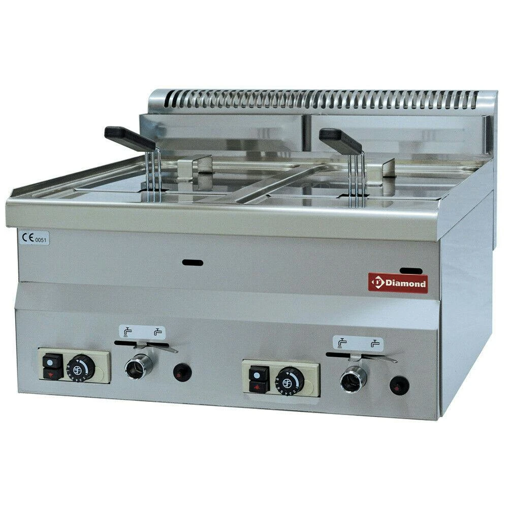 Gastro Gas-Fritteuse Zwei Becken Tischgerät Fritteuse Je 8 L Kapazität