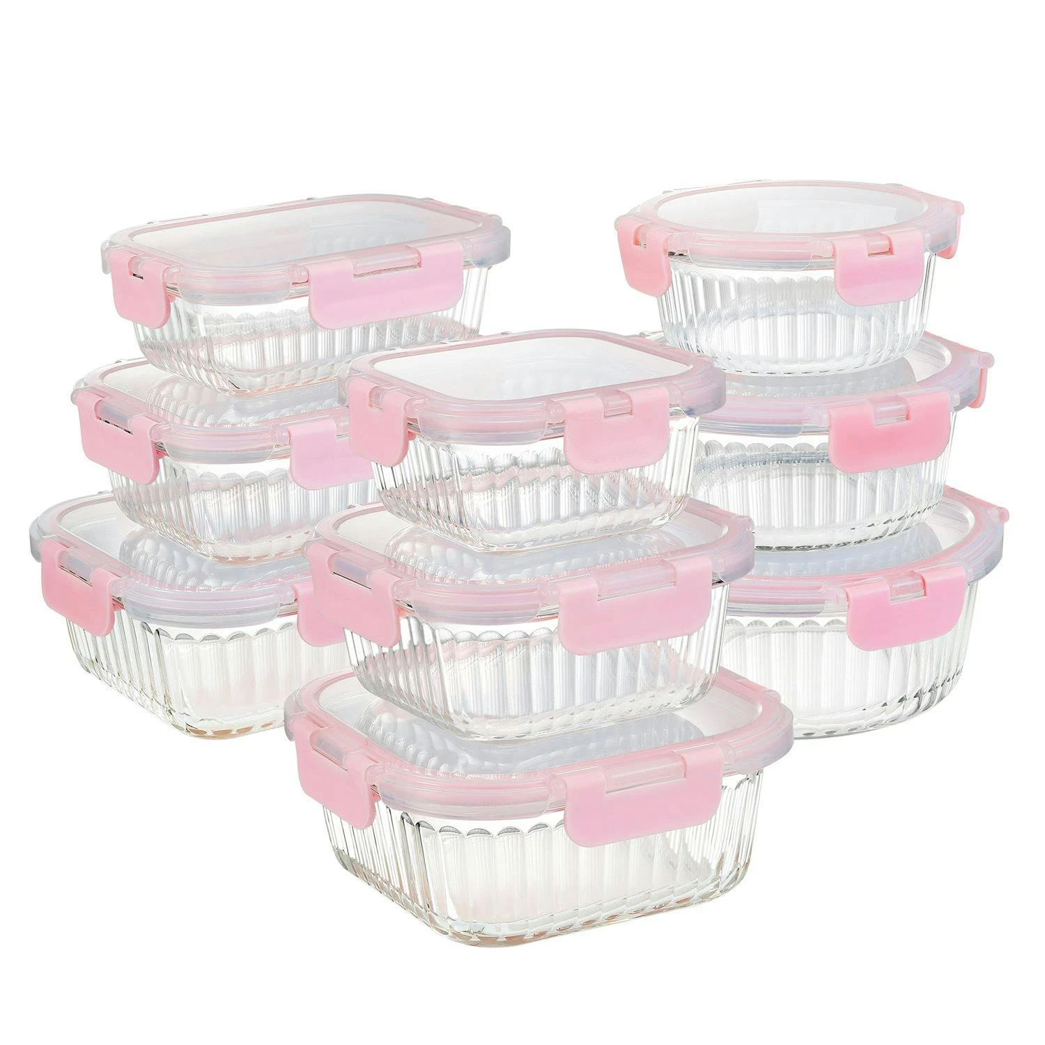 PIE LOCK | Glas Frischhaltedosen Set 10 Tlg | Vorratsdosen | Bento-Box | Aufschnittdose | Brotbox | Brotdose | Wurstdose | Mikrowellendose | Meal Prep - Image 2
