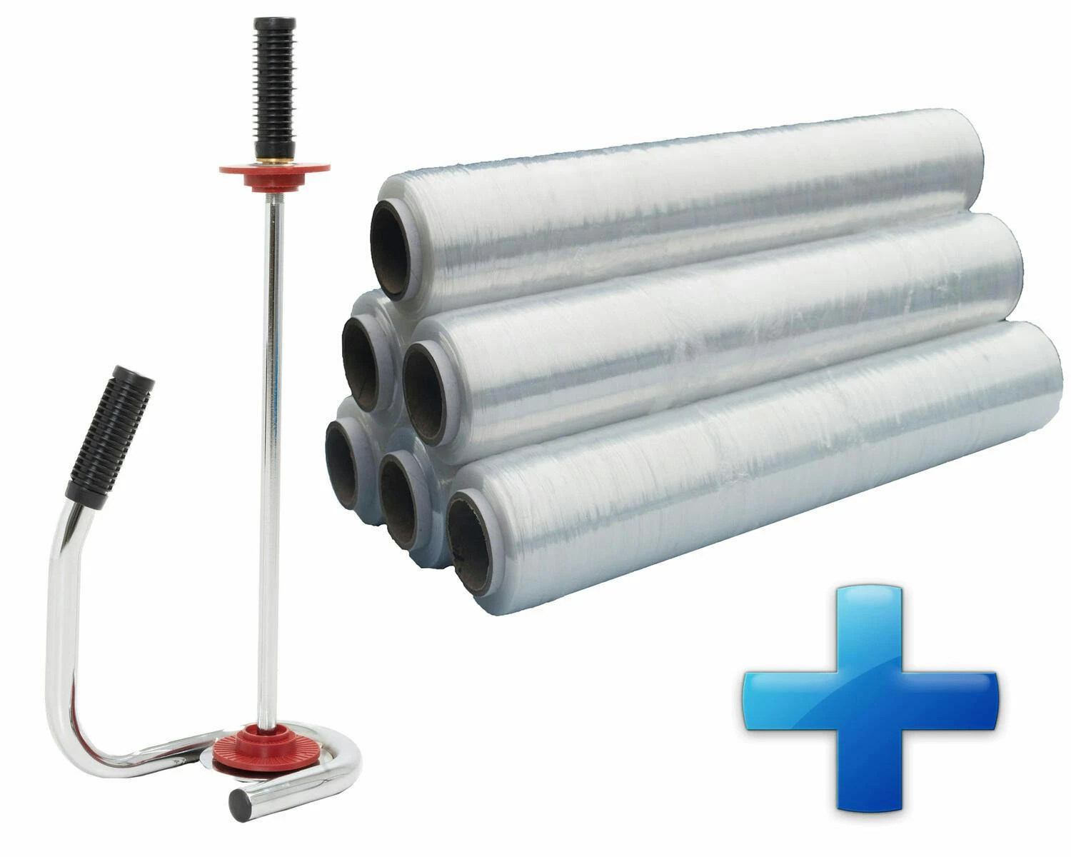 Sparset 2 Rollen Handstretchfolie Handwickelfolie Schwarz Mit Abroller DE LUXE – Bild 5